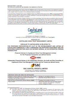 Proposed Participation by CLCT in the Establishment and Listing of CapitaLand Commercial C-REIT, Comprising the Proposed Divestment and the Proposed Subscription, as an Interested Person Transaction